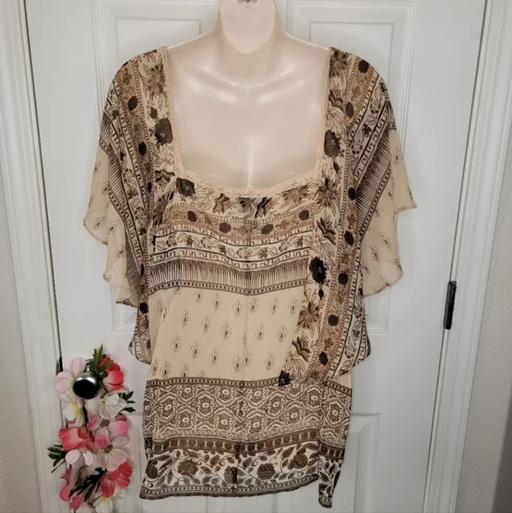 Lane Bryant bohemian floral lace tassle top w/tassels & Lace 22/24 - Picture 5 of 6
